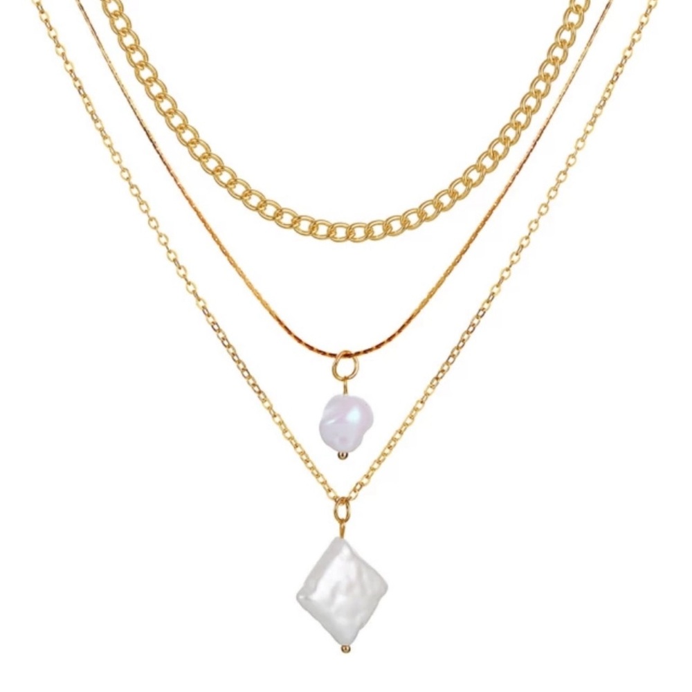 Gold & Faux Stones Layered Necklace